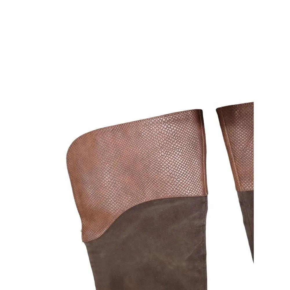 Brown Faux Suede Buckle Strap Over‎ the Knee Womens Back Zippered Boot Size 7